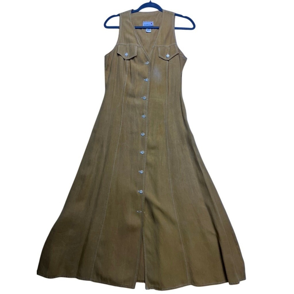 Scarlett‎ Maxi Dress Women 7 Mustard Yellow Vintage Button Front Sleeveless